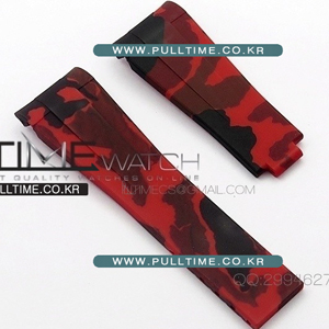 Camouflage RubberB red Strap for deployant buckle - 러버B D버클용 우레탄러버 스트랩 (서브마리너, TT마스터II,  요트마스터용) - strap-018