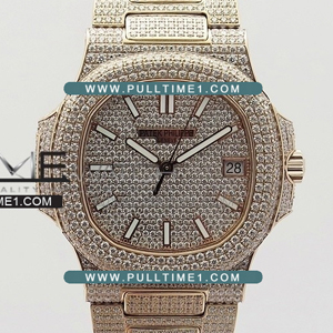 [324SC MOVE] Patek Philippe Nautilus Jumbo 5711 RG Full Paved Diamonds Best Edition - 파텍필립 노틸러스 점보 풀다이아몬드 - PP192