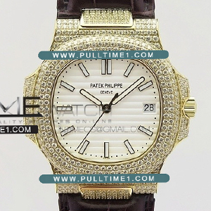 [324SC MOVE] Patek Philippe Nautilus Jumbo 5711 YG Full Paved Diamonds Best Edition - 파텍필립 노틸러스 점보 풀다이아몬드 - PP183