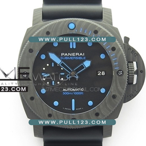 [P.9010 MOVE] Panerai Luminor Submersible PAM1616 Forged Carbon 47mm VS 1:1 Best Edition on MD - 오피치네 파네라이 루미너 서브머시블 포지드카본 - PNR383