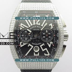 [7750 MOVE] Franck Muller Vanguard V45 Chrono SS pave crystals AB Best Edition - 프랭크뮬러 뱅가드 크르노 크리스탈 베스트에디션