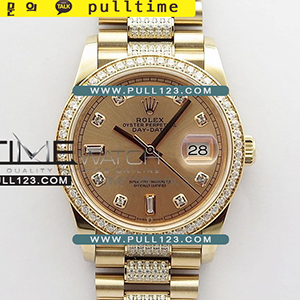 [2836 MOVE] Rolex DayDate 128239 36mm RG/Crystal BP President Bracelet Best Edition - 로렉스 데이데이트 로즈골드 주얼리 베스트에디션