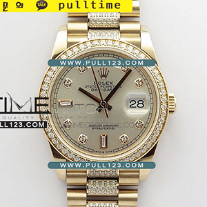 [2836 MOVE] Rolex DayDate 128239 36mm RG/Crystal BP President Bracelet Best Edition - 로렉스 데이데이트 로즈골드 주얼리 베스트에디션