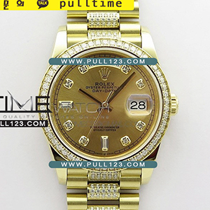 [2836 MOVE] Rolex DayDate 128239 36mm YG/Crystal BP President Bracelet Best Edition - 로렉스 데이데이트 옐로우골드 주얼리 베스트에디션