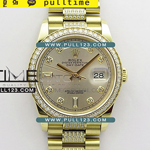 [2836 MOVE] Rolex DayDate 128239 36mm YG/Crystal BP President Bracelet Best Edition - 로렉스 데이데이트 옐로우골드 주얼리 베스트에디션