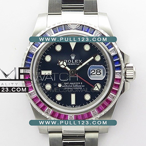 [3186 MOVE] Rolex GMT-Master II Red/Blue Diamonds Bezel 904L Steel D1 1:1Best Edition - 롤렉스 지엠티 마스터 베스트에디션